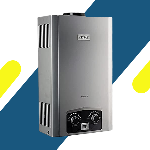 سخان غاز من باساب WH-10L ديجيتال 10 لتر نحاس فضي مزود بأدابتير USB