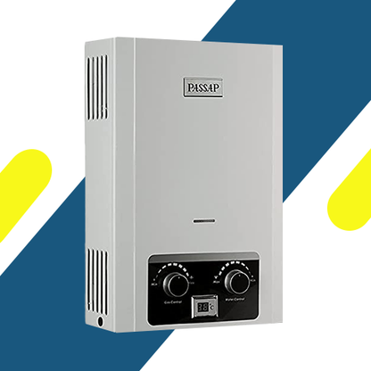 سخان غاز من باساب WH-6L 6 لتر ديجيتال نحاس بدون مدخنة مزود بأدابتير USB فضي