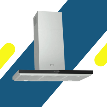 شفاط مطبخ جورينيا حرف T معلّق على الحائط – 90 سم – ستانلس ستيل وزجاج أسود – موديل – WHT943E4XBG