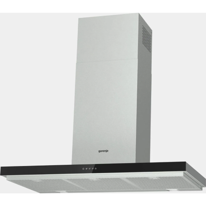 شفاط مطبخ جورينيا حرف T معلّق على الحائط – 90 سم – ستانلس ستيل وزجاج أسود – موديل – WHT943E4XBG