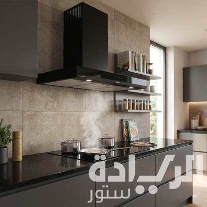شفاط مطبخ أبخرة جورينيا – أسود 90 سم – قوة شفط 606 م³/س مع تشغيل هادئ – موديل – WHT944EGB