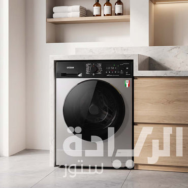 غسالة ملابس أوتوماتيك أوشن (Ocean) 11 كجم سيلفر، 1200 لفة/دقيقة، 15 برنامج غسيل ببرنامج البخار المضاد للحساسية – موديل WNOI 12114 FTS