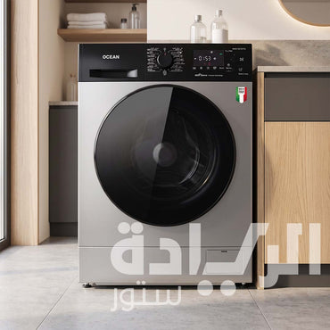 غسالة ملابس أوتوماتيك أوشن (Ocean) 9 كجم سيلفر، 1200 لفة/دقيقة، 15 برنامج غسيل ببرنامج البخار المضاد للحساسية – موديل WNOI 1294 FTS