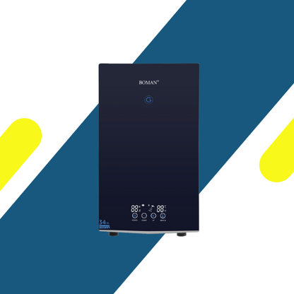 سخان مياه كهربائي فوري بدون خزان بشاشة ديجيتال أسود – بومان 12KW WZL13-Black