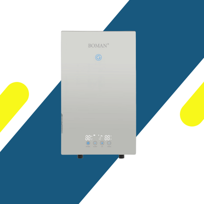 سخان مياه كهربائي فوري بدون خزان بشاشة ديجيتال ذهبي – بومان 12KW WZL13-Light Gold