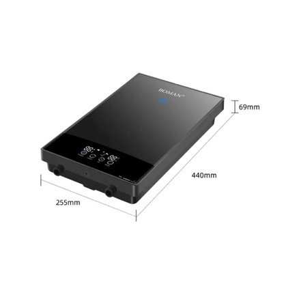 سخان مياه كهربائي فوري بدون خزان بشاشة ديجيتال فضي – بومان 12KW WZL13-Silver