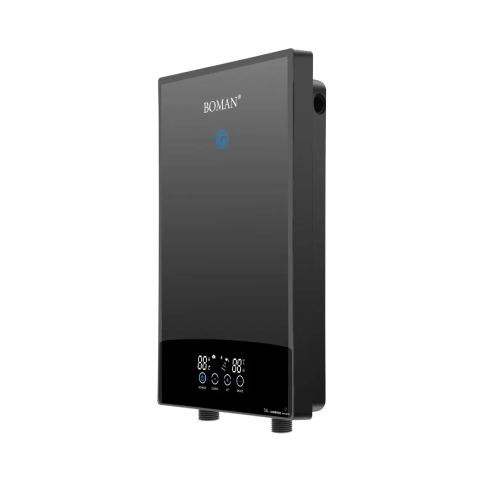 سخان مياه كهربائي فوري بدون خزان بشاشة ديجيتال فضي – بومان 12KW WZL13-Silver