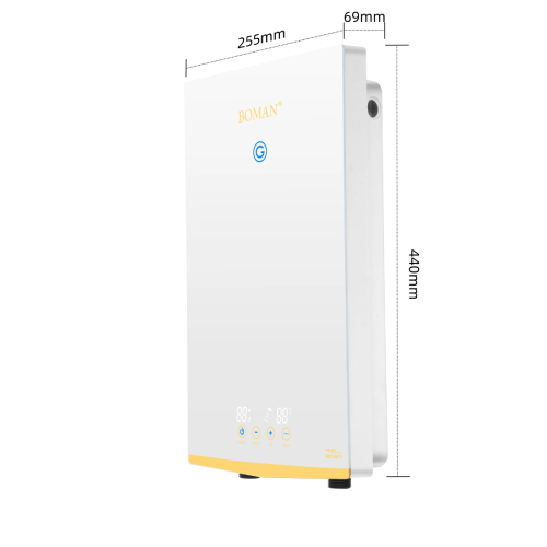 سخان مياه كهربائي فوري بدون خزان بشاشة ديجيتال أبيض – بومان 12KW WZL13-White