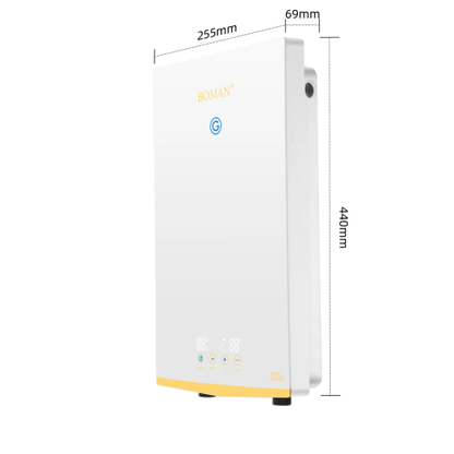 سخان مياه كهربائي فوري بدون خزان بشاشة ديجيتال أبيض – بومان 12KW WZL13-White