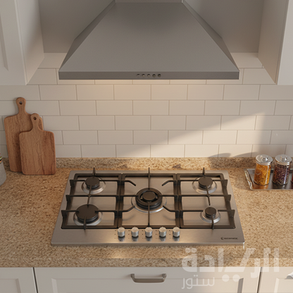 مسطح غاز إيكوماتيك بلت إن – 92 سم – 5 شعلات ستانلس ستيل بإشعال أوتوماتيك – موديل – S953XLC