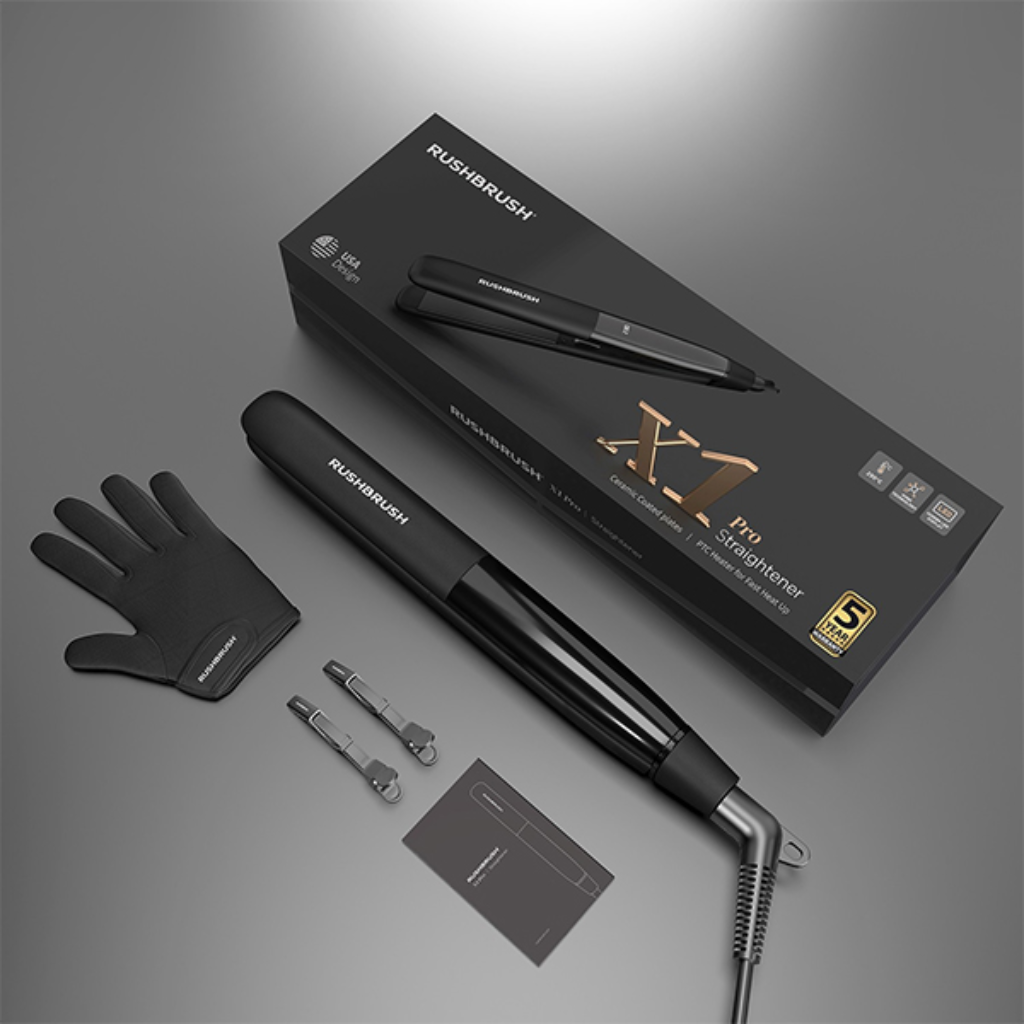 مكواة شعر راش براش (RUSH BRUSH) X1 Pro Straightener-Black الاحترافية – لمعان فائق وتقنية الأيونات