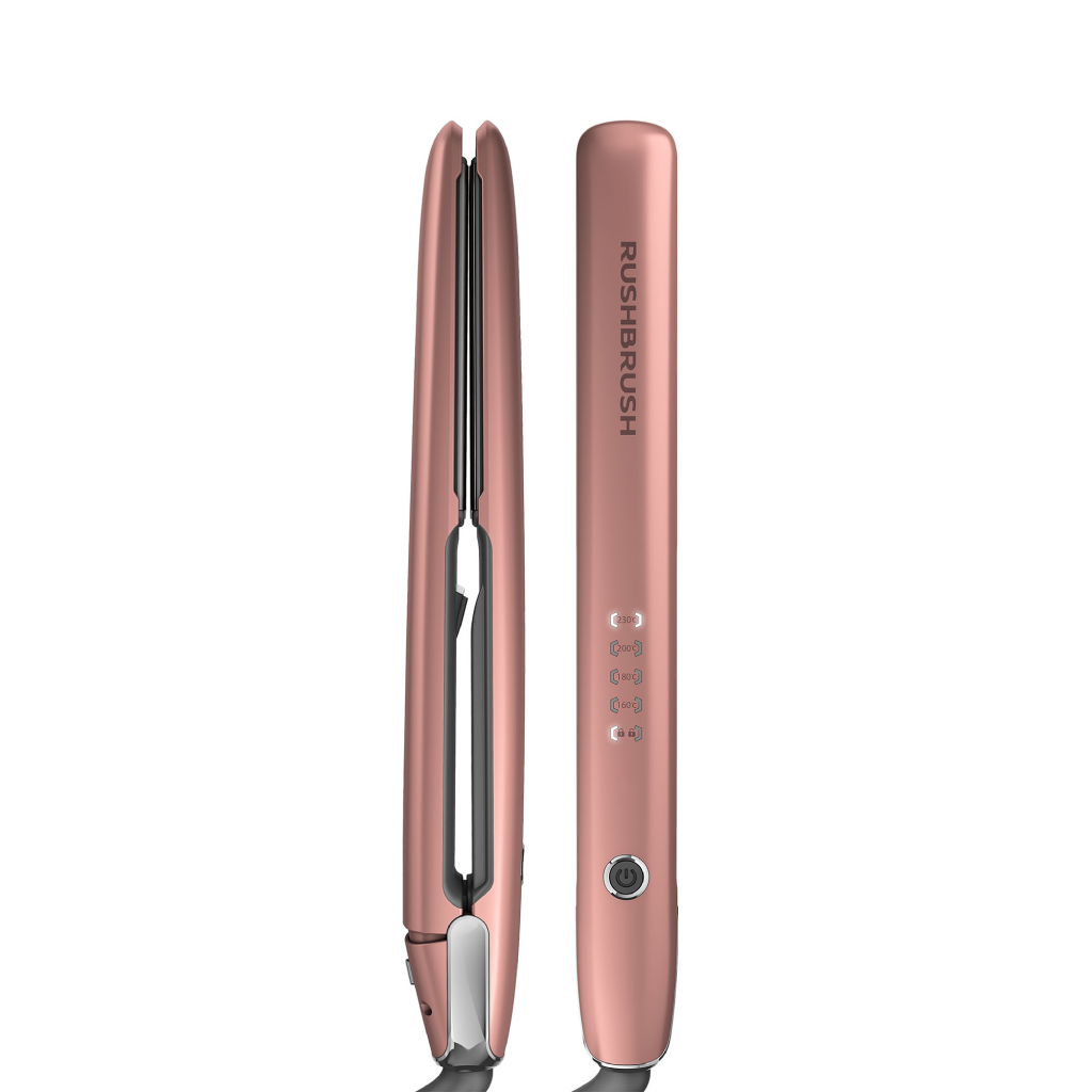 مكواة شعر راش براش X3 Glam Straightener-Rose Gold – تألق النجوم بألواح التيتانيوم والسيراميك