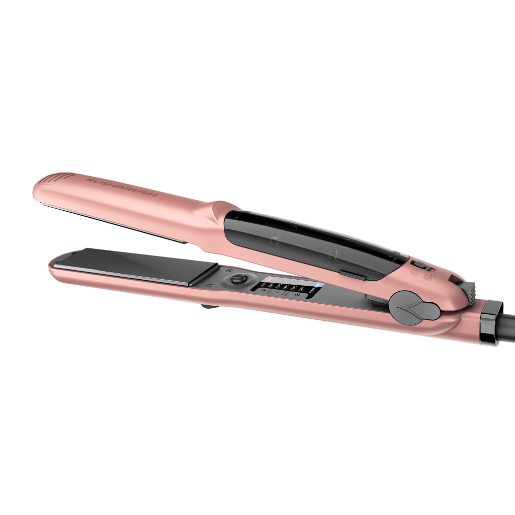 مكواة شعر راش براش (RUSH BRUSH) X5 Streamer-Rose Gold – فرد احترافي بقوة البخار والتورمالين