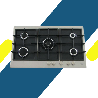 كيتشن لاين مسطح أويستر 5 عين غاز 90 سم شبك حديد هيفي ديوتي ستانلس ستيل - موديل - ZP.OY5020