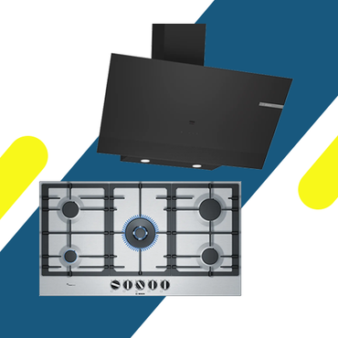 طقم بلت إن بوش - شفاط مطبخ - بوتاجاز بلت إن غاز - موديل PCR9A5B90 - DWK97PJ60T