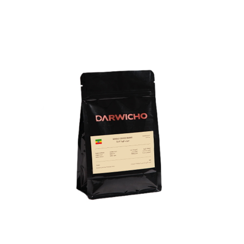 قهوة درويتشو إثيوبية أرابيكا – حبوب كاملة 250 جم – تحميص متوسط بنكهات فاكهية وزهرية فاخرة