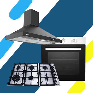 طقم بيورتي بلت إن: فرن غاز 60 سم OPT601GG، مسطح 90 سم HPT903S ، وشفاط هرمي 90 سم PANSY PRO 90 BL