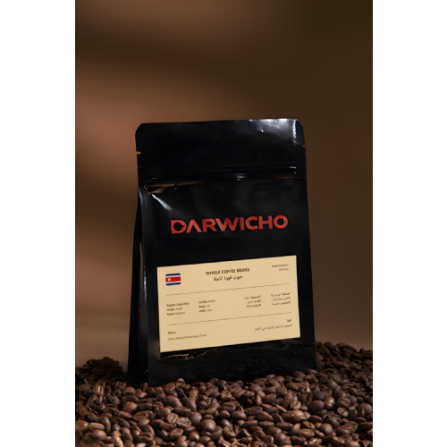 قهوة درويتشو كوستاريكا أرابيكا – حبوب كاملة 250 جم – تحميص متوسط بنكهات الحمضيات والعسل والسكر البني