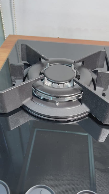 بوتاجاز بلت إن غاز بيورتي 90 سم زجاج أسود – 5 شعلات SABAF – إشعال أوتوماتيك – HPT912G