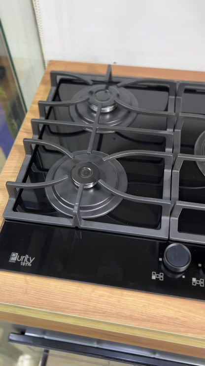 بوتاجاز بلت إن غاز بيورتي 90 سم زجاج أسود – 5 شعلات SABAF – إشعال أوتوماتيك – HPT939G