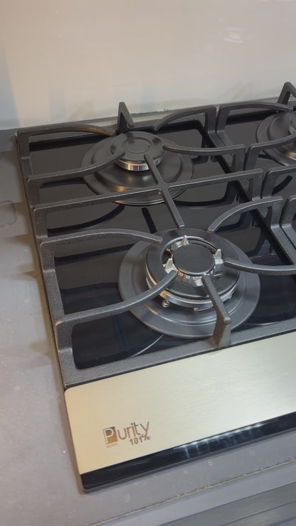 بوتاجاز بلت إن غاز بيورتي 60 سم زجاج أسود – 4 شعلات SABAF – إشعال أوتوماتيك – HPT622-GX