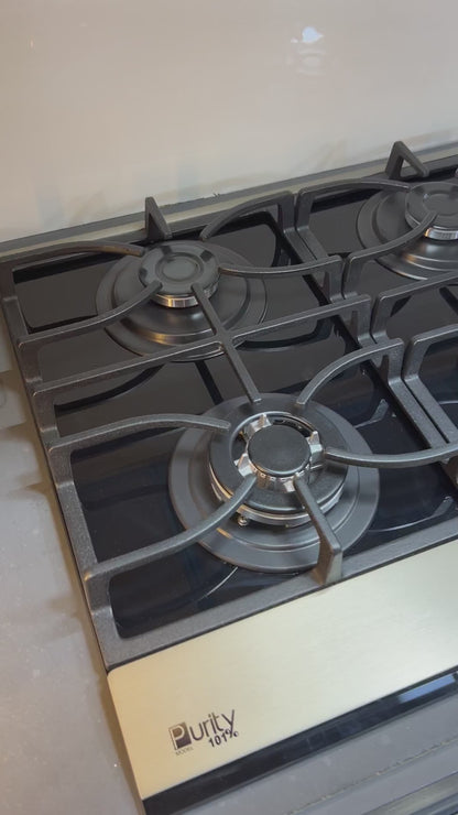 بوتاجاز بلت إن غاز بيورتي 60 سم زجاج أسود – 4 شعلات SABAF – إشعال أوتوماتيك – HPT622-GX