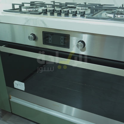 فرن هانز بلت إن غاز 90 سم بشواية ومروحة تربو – سعة 110 لتر – HANS NERO FGH 4404 XB