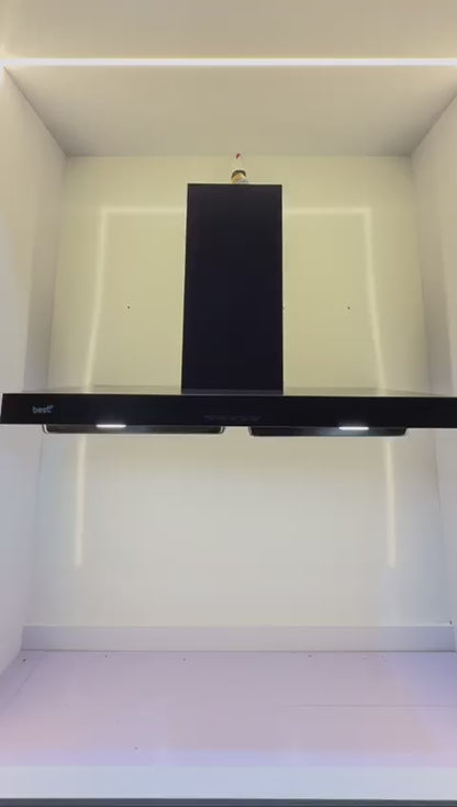 شفاط مطبخ بيست اير 90 سم موتور إيطالي قوة شفط 1200 م³/س – 4 سرعات – فلاتر معدنية وكربونية – موديل – T ULTRA 4X BK