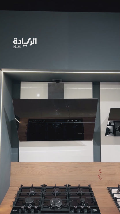 شفاط ديكوري زجاجي بيورتي – 90 سم، قوة شفط 1000 م³/ساعة، زجاج أوتوماتيك، ستانلس ستيل أسود - موديل - AUTO SMART BL