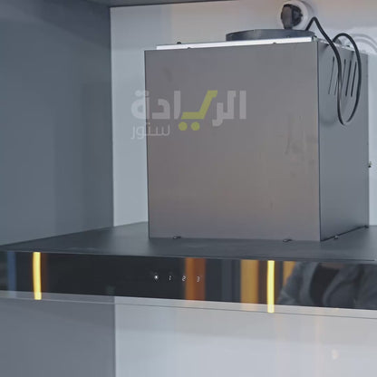 شفاط مطبخ بيورتي - لون أسود - 60 سم، قوة شفط 1000 م³/ساعة، تاتش وريموت، إضاءة LED، - FLATO PRO BL PLUS