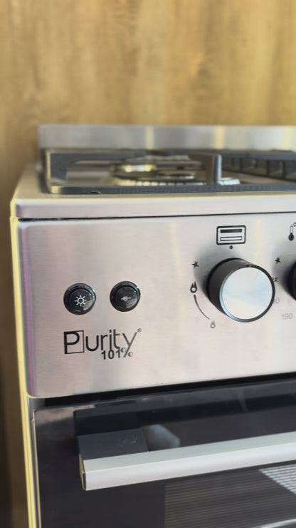 بوتاجاز غاز فري ستاند بيورتي (Purity) 90 سم أمان كامل – FRG9060-X – مكونات إيطالية وسعة فرن 120 لتر مع مروحة تبريد