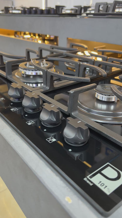 بوتاجاز بلت إن غاز بيورتي 60 سم زجاج أسود – 4 شعلات SABAF – إشعال أوتوماتيك – HPT617G