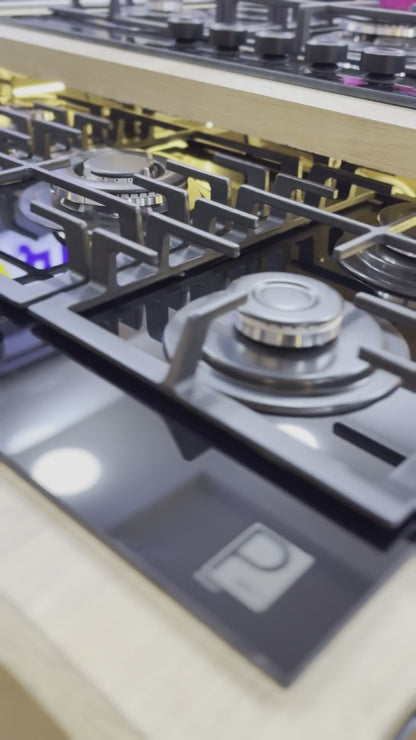 بوتاجاز بلت إن غاز بيورتي 90 سم زجاج أسود – 5 شعلات SABAF – إشعال أوتوماتيك – HPT906G