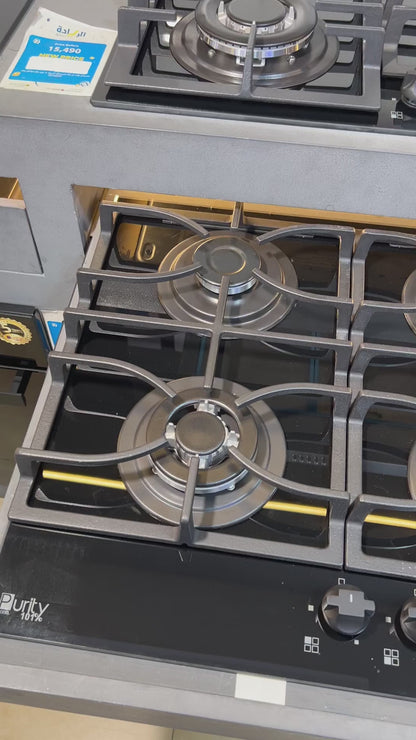 بوتاجاز بلت إن غاز بيورتي 60 سم زجاج أسود – 4 شعلات SABAF – إشعال أوتوماتيك – HPT617G