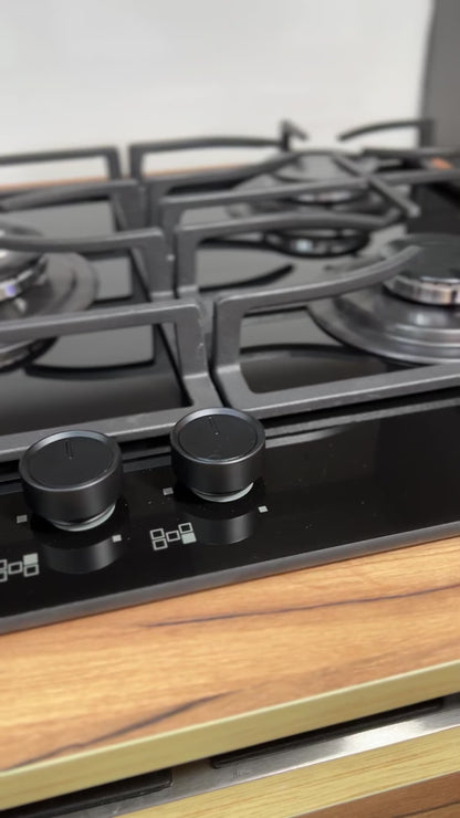 بوتاجاز بلت إن غاز بيورتي 90 سم زجاج أسود – 5 شعلات SABAF – إشعال أوتوماتيك – HPT939G