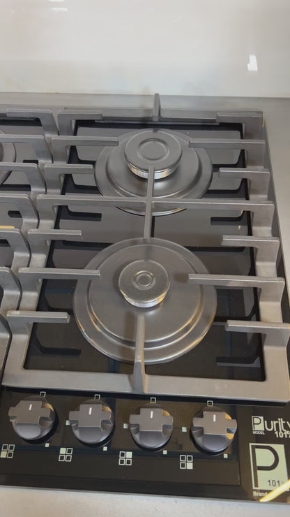 مسطح غاز بلت إن 60 سم من بيورتي – 4 شعلات – كريستال أسود – إشعال إلكتروني – موديل – HPT603G