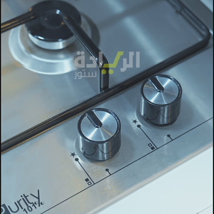 مسطح غاز بلت إن 30 سم من بيورتي – 2 شعلة – ستانلس ستيل – مفاتيح أمامية – موديل – HPT302S