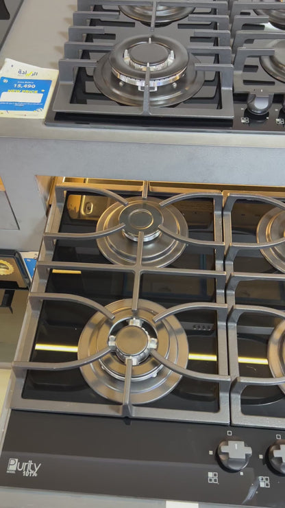 بوتاجاز بلت إن غاز بيورتي 60 سم زجاج أسود – 4 شعلات SABAF – إشعال أوتوماتيك – HPT617G