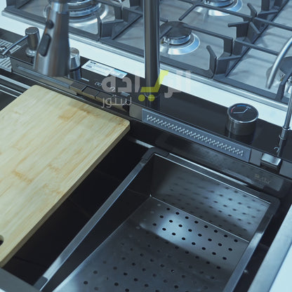 حوض مطبخ كوري من بيورتي مقاس 85*48 سم ديجيتال بزراير موديل - PSM 850 BL Digital