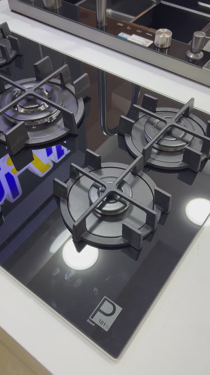 بوتاجاز بلت إن غاز بيورتي 90 سم – زجاج أسود – 5 شعلات SABAF إيطالية – شعلة WOK – إشعال أوتوماتيك – أمان كامل – موديل HPT911G