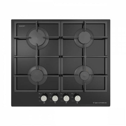 مسطح غاز إيكوماتيك بلت إن – 60 سم – 4 شعلات كريستال أسود – موديل – S627QC