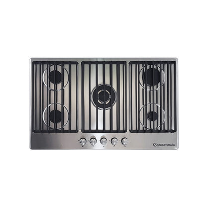 بوتاجاز إيكوماتيك بلت إن 90 سم – 5 شعلات غاز ستانلس ستيل، إشعال أوتوماتيك، أمان كامل إيطالي – S9003C