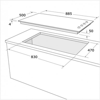 مسطح غاز بلت إن 90 سم من بيورتي – 6 شعلات – ستانلس ستيل – إشعال إلكتروني – موديل – HPT904S