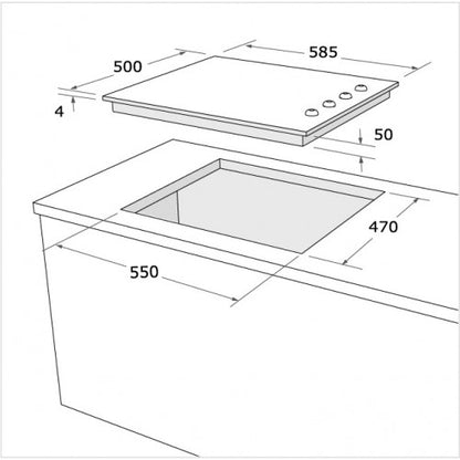 مسطح غاز بلت إن 60 سم من بيورتي – 4 شعلات – ستانلس ستيل – مفاتيح جانبية – موديل – HPT602S